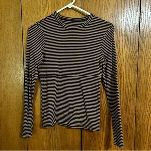 A New Day Black and Brown Striped Top